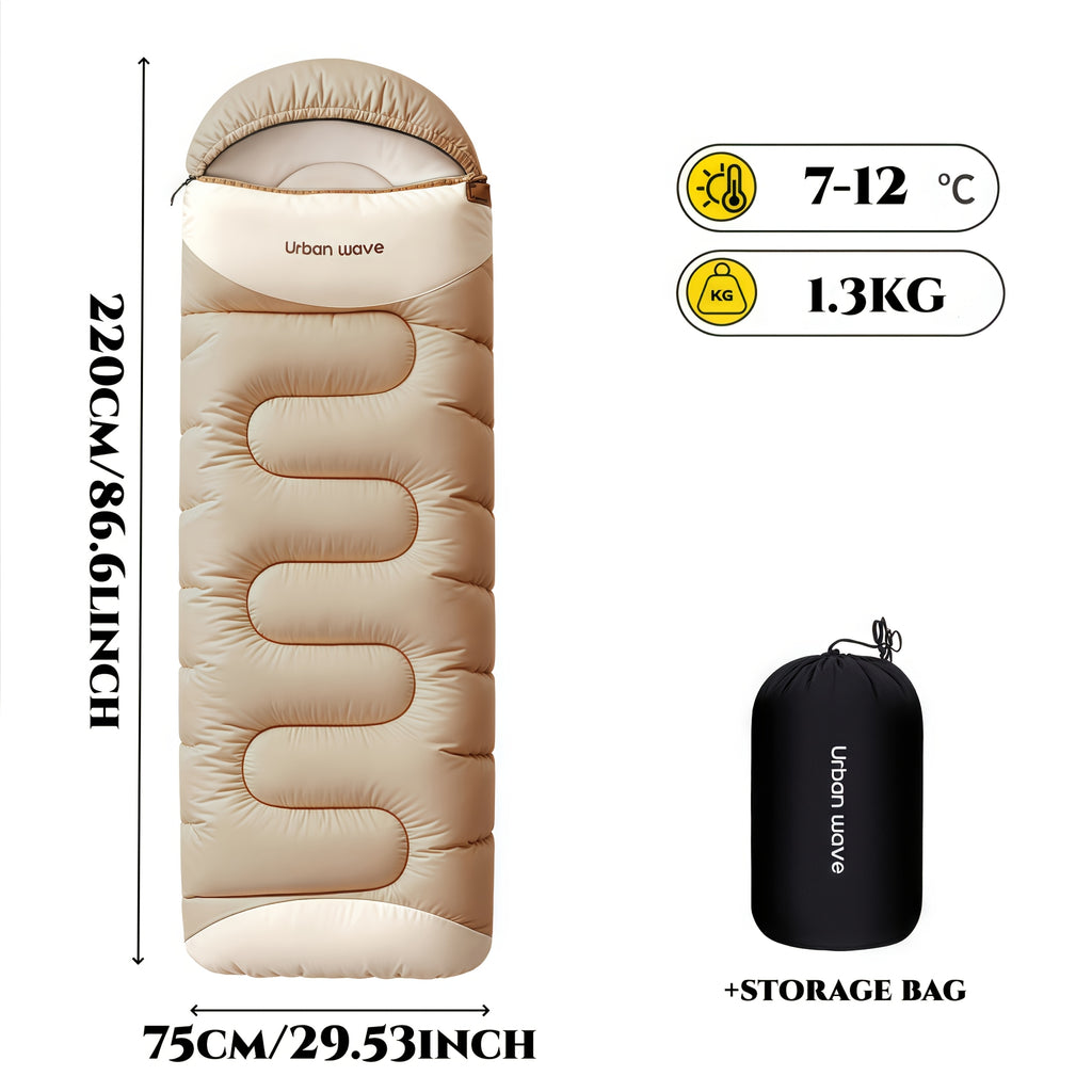4-in-1 Portable Sleep Set • Includes Thick Sleeping Bag, Eye Mask, Earbuds & Carry Pouch • Folds Compactly for Camping, Picnics, BBQs, Fishing, Hiking, Beach, Yard, Garden, Balcony & Park Use
