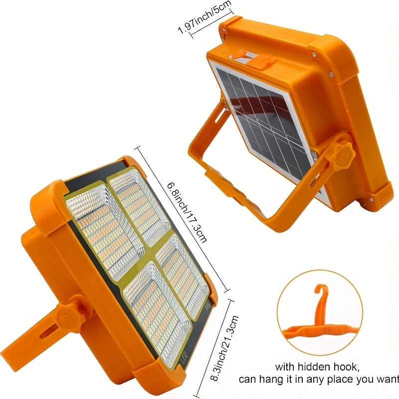 Upgraded Solar LED Work Light with Magnetic Hook - Adjustable Brightness, Dual Solar\u002FUSB Charging, 2400mAh Battery, Ideal for Camping, Hiking, Emergency Situations - Perfect Festival Gift, Solar Camping Lantern, Portable Outdoor Lighting