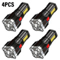 Lihangstar Set of 4 Ultra-Bright LED Flashlights, Portable Handheld Torches, Rechargeable Camping Lights, Featuring COB Side Lights And 4 Lighting Modes, Suitable for Camping, Hiking, Outdoor Activities, And Home Emergency Use