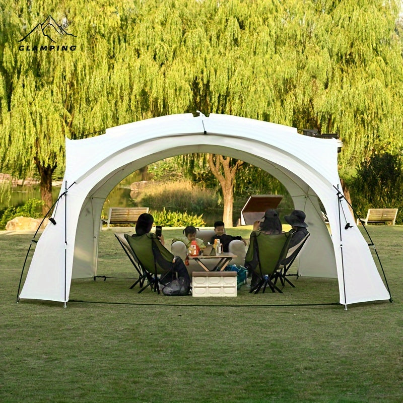 1pc Outdoor Activity Camping Canopy Tent - White, 6-8 Person Capacity, All-Season Use, Polyester Fabric, Hook & Loop Closure, Ideal for Beach, Lake, and Outdoor Gatherings, Outdoor Gathering Tent | Modern Canopy Design | Durable Outdoor Tent