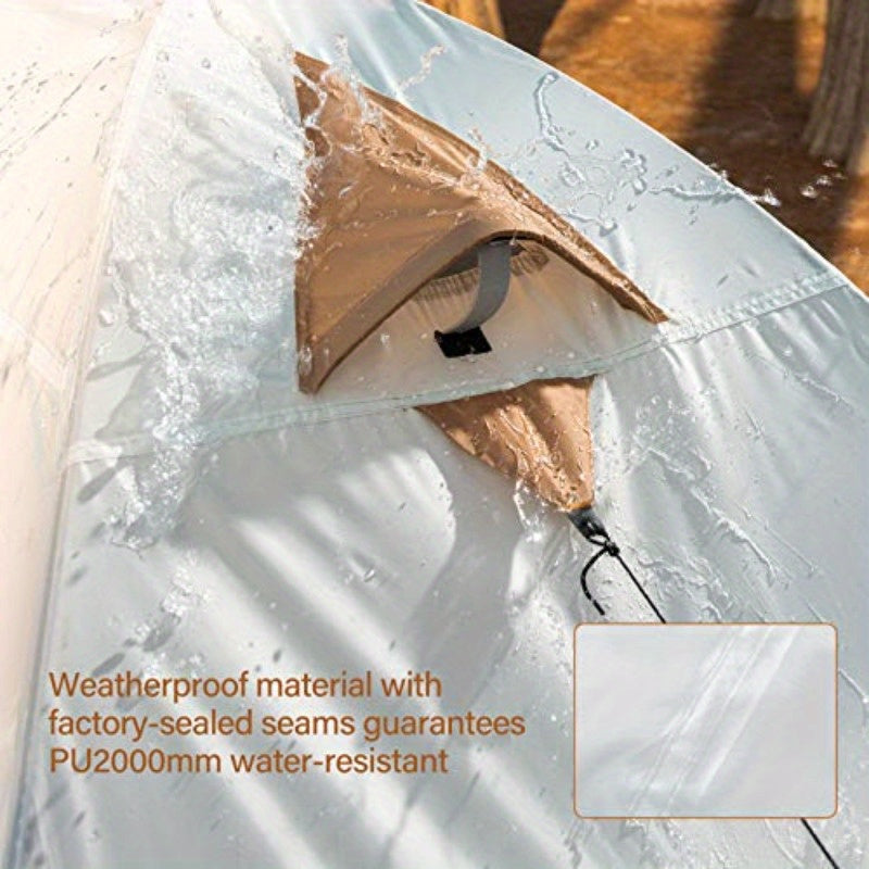 2-Person Lightweight Camping Tent - & Windproof, Easy Setup with Double Doors, Beige & White, Perfect for Family Camping, Hiking, Hunting, and Outdoor Adventures, Tents for Camping, Hiking Gear, Modern Tent Design, Durable Tent Fabric