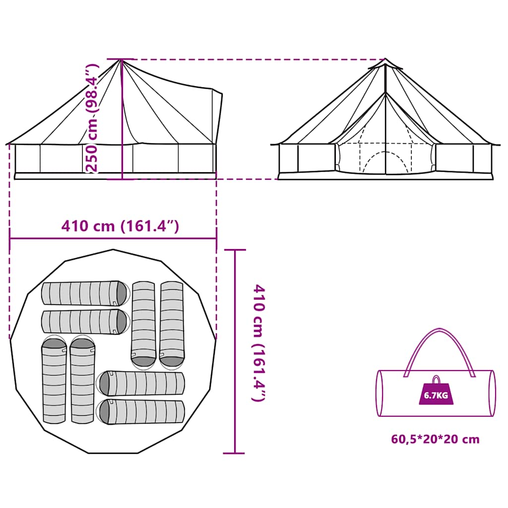 vidaXL Family Tent Tipi 8-Person Camping Tent Lightweight Tent Waterproof