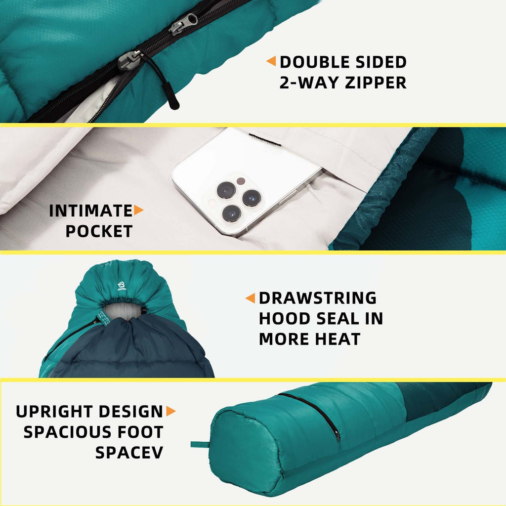 Bessport Mummy Sleeping Bag 15-45 Fahrenheit Extreme 3-4 Season Sleeping Bag for Adults Cold Weather-Warm And Washable, for Hiking Traveling Outdoor Activities