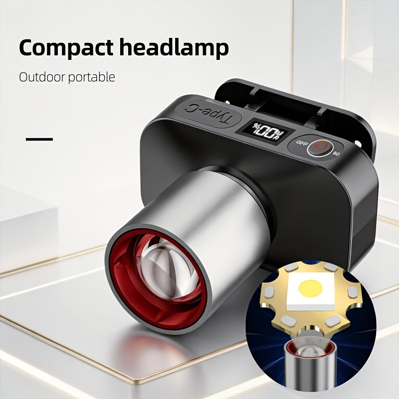 3pcsMulti-functional LED Headlamp, Head-worn Flashlight, USB Rechargeable Headlamp, Adjustable Angle, Outdoor Fishing Headlamp, Strong Light Mode, Suitable for Camping, Running, Fishing