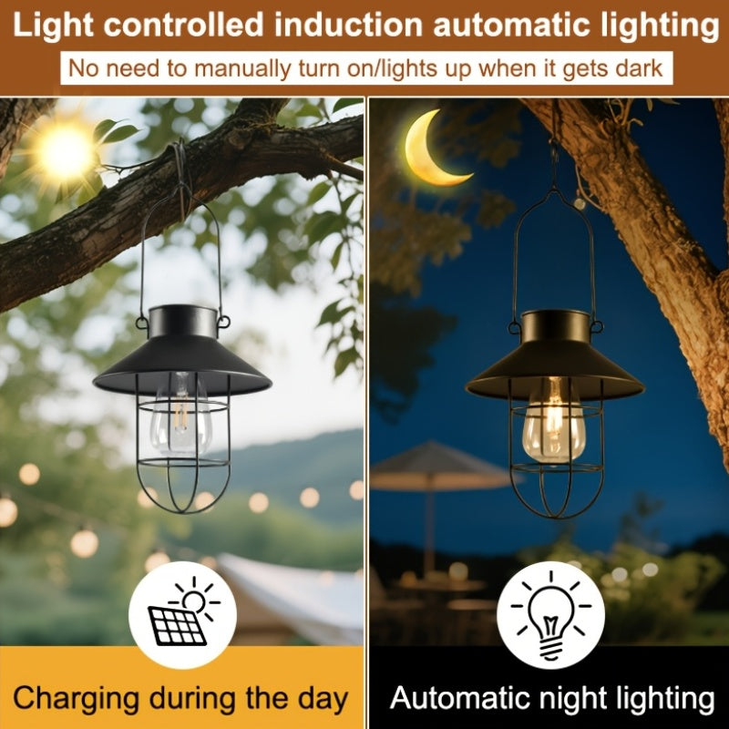 1 Pack\u002F 2 Pack\u002F 4 Pack Solar Garden Hanging Lights. Auto-on At Dark. Iron Design, Waterproof For Balconies & Yards. Also Work As Night\u002Fcamping Lights, Garden Decor. No Wires. IP65 Waterproof.
