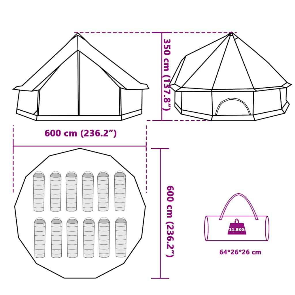 vidaXL Family Tent Tipi 8-Person Camping Tent Lightweight Tent Waterproof