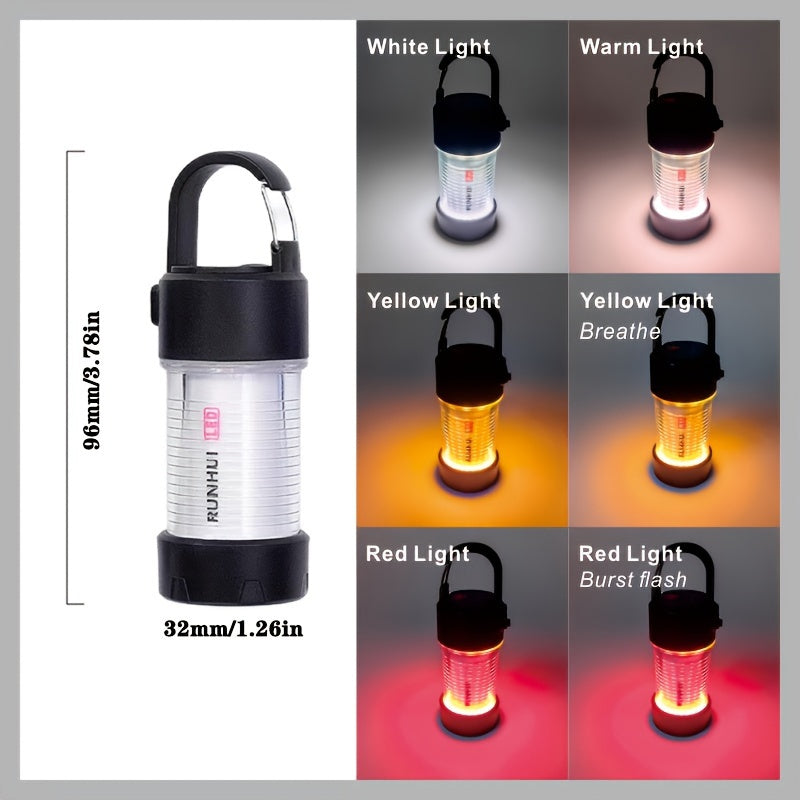 Portable Camping Lantern, Multifunctional LED Light, 5-Hour Continuous Lighting, USB Charging - 4 Light Modes, Magnetic Base Included (RHL4 Single Lamp Does Not Include Magnetic Base), Ideal for Camping, Hiking, and Emergencies