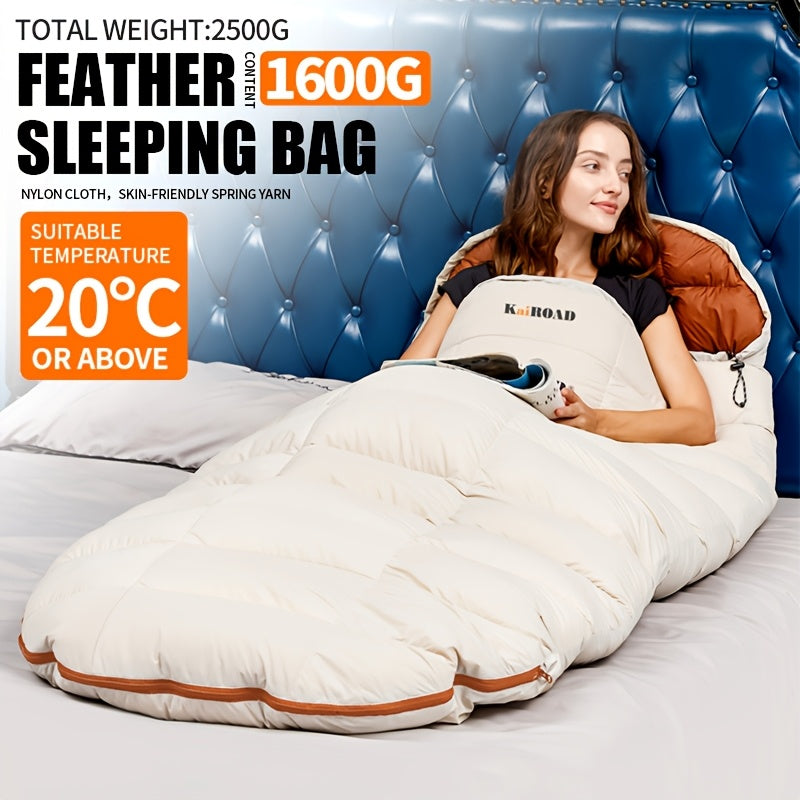 Feather sleeping bag adult winter thickening enlarged warmth winter cold camping outdoor indoor lunch break travel portable hotel dirt insulation