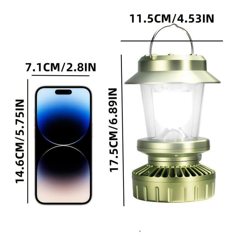 Solar Fan Camping Lantern Multi-functiona Rechargeable Hooked Camping Light Vintage Super Bright Flashlight 6 Gear Modes Strong Air-blowing Backup Power for Hiking Emergency Travel Hiking Gear Compact Tactical Light Survival Gadgets Local Warehouse